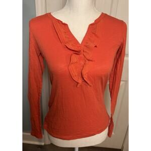Ann Taylor Loft Women’s Long Sleeved Button Front Shirt, Orange, XS